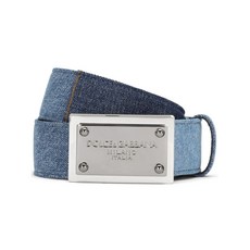 돌체앤가바나 로고 태그 패치워크 데님 벨트