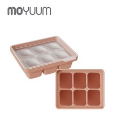 moyuum 副食品製冰盒 6格 附蓋, 南瓜橘, 1個, 60ml