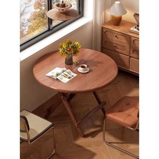 식탁 테이블 원목 카페 원형 4인용 접이식 업소용 월넛 브라운 접이식 의자 150kg 하중