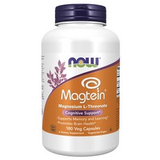 NOW Foods L-蘇糖酸鎂素食膠囊, 1罐, 180顆