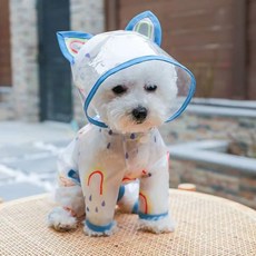 寵物四腳防水雨衣 小型犬泰迪專用透明雨披, 藍色雨衣即將賣完,L背34約8-10斤左右, 1個