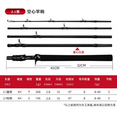 LUREER DJIANG 多節 路亞竿 210 XH, 2.1米 （7尺空心尾）,槍柄, N/A