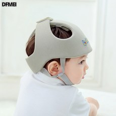 DFMEI 寶寶學步帽嬰兒頭盔安全帽防摔帽學走路防撞頭神器可調節四季通用, 1個, 十字款灰色