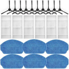 WAS/ONSON/MANVN 6개 사이드 맨빈스/킬곤 샬롯용 필터 교체 밥스윕 BR151/Tuya/iMartine/MAMNV/ZCWA/ZC 걸레 로봇 브러시 10개에 진공 BR1