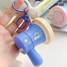 迷你錄音小喇叭鑰匙扣手持大聲公揚聲器書包吊飾兒童搞笑創意卡通kun, 黃藍色小喇叭
