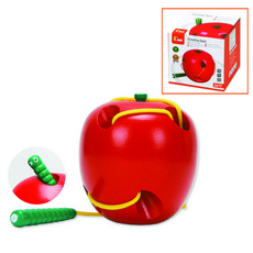 사과 실꿰기 유아 원목교구 소근육 집중력 발달 장난감 어린이집, 1개