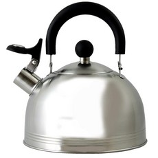 Mr. Coffee Clarefield 2.3L(2.4쿼트) 휘슬링 티 주전자 - 뚜껑이 있는 매트 블랙 스토브탑 물 주전자 내열성 나일론 손잡이 및 손잡이 스테인리스 스틸, 1.5 Quarts_166042, 미러 폴리쉬