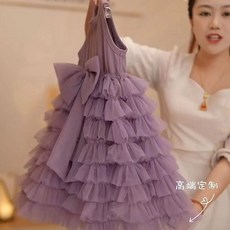 優選女童連衣裙2024夏季新款洋氣甜美蓬蓬網紗公主裙高級蛋糕裙