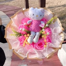 고양이 봉제 인형 꽃 장식 수제 꽃다발 발렌타인 크리스마스 졸업 선물, 1. 4-30cm
