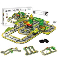 토요요 자석 블록 트랙 자동차 장난감 조립 레일 개방형 완구 어린이 역할놀이 생일 선물 추천 CL-P1, 1세트, 레이싱 자석 트랙