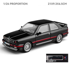 비브랜드 BMW M3 E30 1988 클래식 1대24 1:24 자동차 미니카 모형 다이캐스트, 블랙, 1개