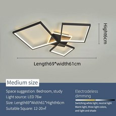 스마트 홈 알렉사 천장 거실 침실 연구실 블랙골드 밍이, B. Dimmable With Alexa, 3. Black 4 Arm L69xW61