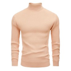 Lion Nardo 남성용 터틀넥 스웨터 슬림핏 터틀 넥 긴소매 풀오버 보온 스페이스 다이 블랙. [호환]