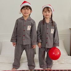 원더풀라이프 국산 순면 남아 여아 주니어 공용 데니 약 기모 긴팔 상하 잠옷 홈웨어 세트