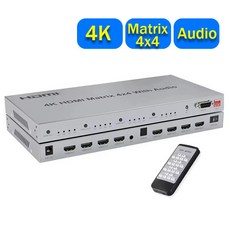 HDMI 트루 매트릭스 스위치 스플리터 선택기 광학 3.5mm 오디오 출력 4K 4 in out 30Hz 또는 60Hz, 02 4K 60Hz Version, 01 with UK Plug