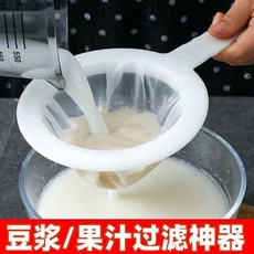 新款超細豆漿過濾網 隔渣網 果汁/蔬菜汁/葡萄酒/藥渣過濾 廚房榨汁過濾網, 1個, 廠家專供丨品質嚴選：【食品級,長手柄【一百目】：濾豆漿/燕麥/果汁等