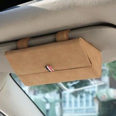 차량용 스웨이드 선바이저 거치 선글라스 클립 안경 케이스, 1개, 베이지