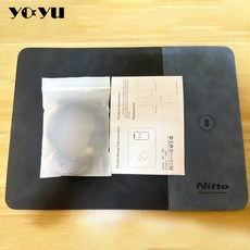 Nitto無線充電滑鼠墊 PU皮革材質 加大桌面 簡約時尚, 灰藍, 1個