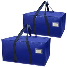 Lizbin 튼튼한 지퍼와 편안한 손잡이가 달린 대형 이사 가방 2팩 의류 보관 가방 다크 블루, 1