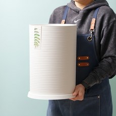 morningscent 써클라인 플라스틱 화분 + 받침 세트, 화이트, 1세트