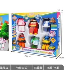 【台灣出貨】升級款 poli波力警車 poli車玩具 安巴救護車 拆裝變形車 益智玩具車珀利安巴羅伊海利機器人, 1個, 【送禮用】禮盒6個裝