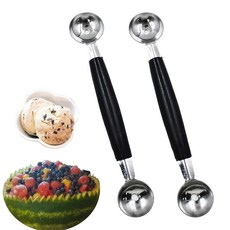 Mingxiong 2개 세트 양끝이 있는 멜론 볼러 스쿱 스테인리스 스틸 과일 아이스크림 볼러 수박/아이스크림/과일/소르베/미트볼용 둥근 볼 스쿠퍼 162553, Mingxiong 2개 세트 양끝이 있는 멜론 볼러 스