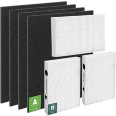 Honeywell 공기청정기 A300 시리즈용 HEPA 필터 교체품 트루 R 3개 및 활성탄 프리필터 A 4개 HRF-R3와 비교, 3 True HEPA Filter