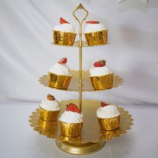 蛋糕盤 杯子蛋糕架 水果盤 三層水果架 鐵藝點心盤 下午茶點心架 家用蛋糕托盤 甜點架 三層蛋糕架 甜品架, 皇冠三層, 1個