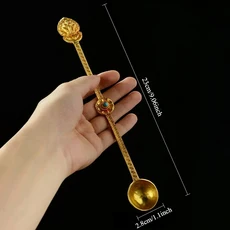 쿠쿠스토어 합금 상감 보석 공예 티베트 불교 자단 향기 골드 부처님 숟가락 홈 컬렉션 선물, 01 B, 01 23 cm, 01 CHINA