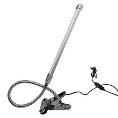 夾式LED護眼檯燈，USB供電，三種色溫，十段亮度調整，360度彎曲，床頭閱讀燈, 銀色