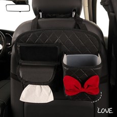 汽車座椅後背收納袋 車載多功能儲物盒 車椅背置物架 車內飾用品 (臺灣出貨), 1個, 格子置物袋,單個黑色蝴蝶結置物袋, 單個黑色蝴蝶結置物袋