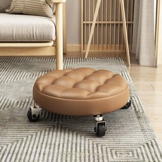 滑輪小凳子家用美縫椅萬向輪矮凳帶輪擦地移動小板凳學步神器圓凳, 升級款金麵包鐵輪（4輪）, 1個