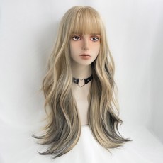掛耳染假髮 整頂假髮 空氣劉海 大波浪長假髮 女生假髮 女假髮B - 現貨在台附發票, 1個