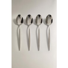 자라 zara 얇은 손잡이가 있는 스푼 세트(4개입) - 철강색117162, 단일 사이즈