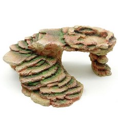 大號烏龜曬台 爬蟲樓梯爬台 蜥蜴躲避屋 水族箱寵物造景, 岩石黃色, 1個