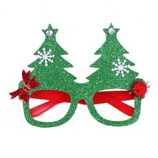 聖誕帽造型派對眼鏡, 1個, 綠聖誕樹