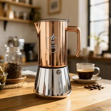 FIAMMA & FERRO 프리미엄 이탈리아 에스프레소 메이커 - 12컵(591.5ml(20온스) 스테인리스 스틸 모카 포트 구리 PVD 마감 인덕션 호환 알루미늄 없음