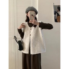 심플하고 다재다능한 부드럽고 편안한 레이지 스타일 스웨터 조끼 여성 가을 겨울 신상품 루즈핏 레이어드 니트 조끼