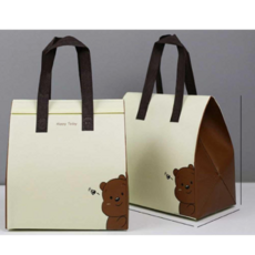 [bag in bag] 일회용 테이크아웃 보온보냉백 이쁜디자인 크리스마스 은박가방 보온 배달용 선물용, 1개, 빼곰브라운
