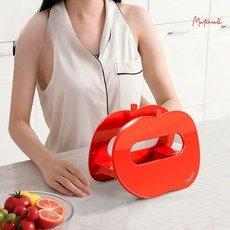 가정용 사과 냄비뚜껑 수납 선반 사과 모양 다용도 주방건조대, 크리미 레드