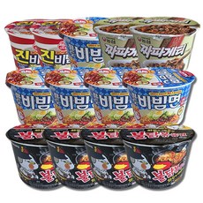 삼양 불닭볶음면 큰컵 105g 팔도 비빔면 컵 115g 농심 짜파게티 큰사발면 123g 오뚜기 진비빔면 134g, 1박스
