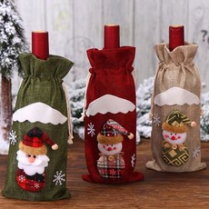 크리스마스 파티 와인커버 케이스 와인병 선물 포장 주머니, 산타그린1개, 1개