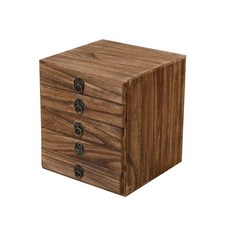 오동나무 보이차 보관함 케이스 찻잎 빈티지 원목 차콜 6단 차 받침대 높이형 없음