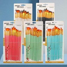 부드러운 수채화 소프트 나일론 12종 붓세트, 1개, 블랙_ONESIZE