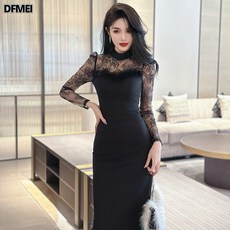 DFMEI 재벌 천금 드레스 순욕기 퍼 튜브톱 슬림 명원피스 20708
