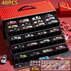 合金小車禮盒 兒童合金賽車男孩玩具小汽車回力仿真模型套裝新款生日禮物3-6歲5, 1個, 48辆回力合金车【集装箱礼盒】