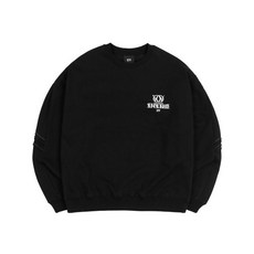 오와이 오버레이 로고 엠보 스티치 맨투맨-블랙