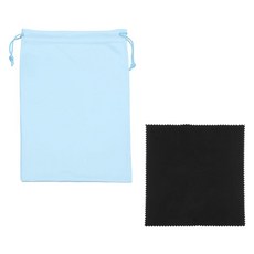 YELARXI 스키 고글 가방 극세사 청소용 천 드로스트링 파우치 소프트 보관 슬리브 케이스 보호 1개 및 화이트 피팅 (스노우 수영 고글/선글라스/카메라), 1, Light Blue