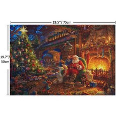 拼圖 木質拼圖1000片成年人減壓益智解壓玩具14歲以上圣誕節圣誕老人, 1個, 圣诞图4（无框）,纸质1000片（75*50厘米）