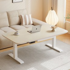 아우스 DT05 3STEP 고강도 듀얼모터 세라믹 전동 모션 거실 테이블 모션테이블 높이조절테이블 좌식모션데스크 리프팅테이블 리프트업 소파테이블, 밀크 옐로우(무광)+화이트 프레임 1200x700mm